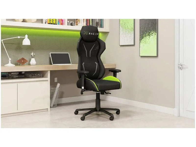 Gamer XT Reclining Black and Green Reclining Racer Chair