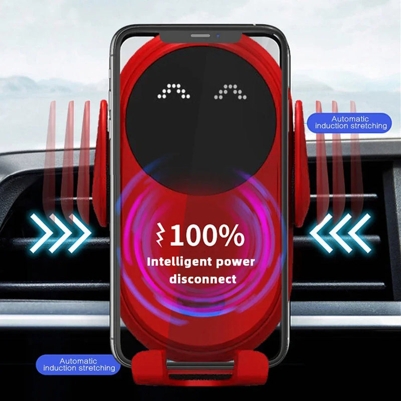 Carregador Sem Fio Rápido Qi Fashion para Celular, Suporte de Telefone para Carro com Sensor Infravermelho Inteligente, Suporte de Ventilação de Ar com Fixação Automática