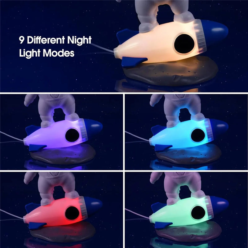 Projetor de Estrelas Galáxia Astronauta Luz Noturna com Controle Remoto Lâmpada de Nebulosa Foguete para Quarto Presente de Natal para Crianças